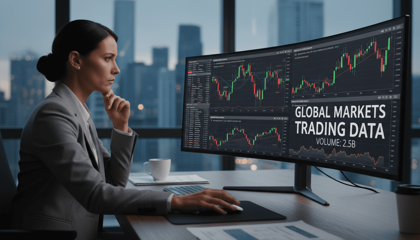 Professional analyzing financial charts and market data on computer screen