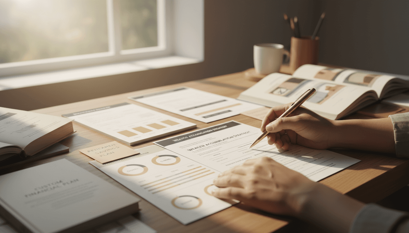 Personalized financial planning documents and goal-setting workspace