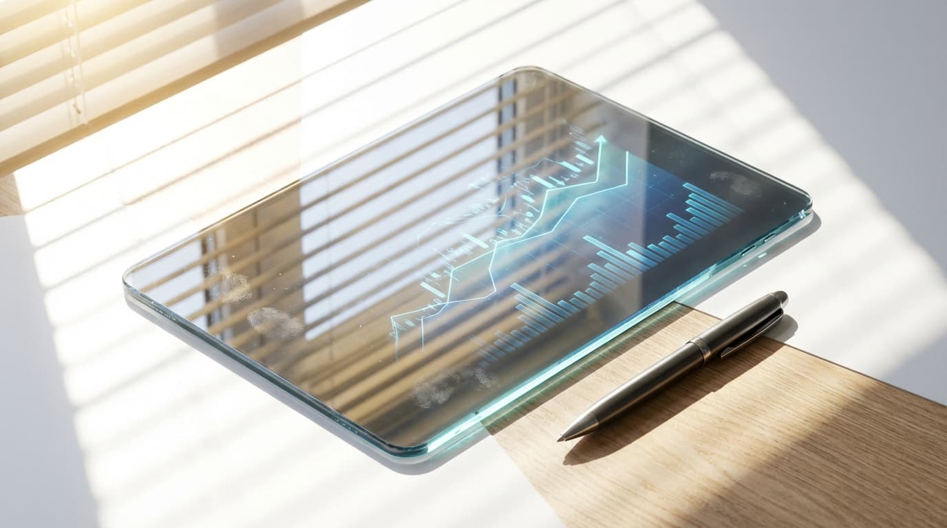 Two professionals reviewing investment charts on a tablet together